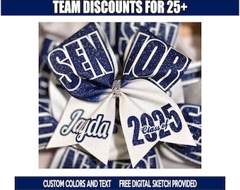Fiocco da cheerleader senior personalizzato con stampa a sublimazione