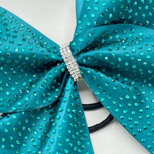 Teal Satin & Teal Strass Cheer Bow - alle Satinfarben verfügbar - Team Rabatte verfügbar