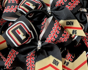 Custom Softball Pigtail Bows - you choose custom colors - TEAM DISCOUNTS AVAILABLE