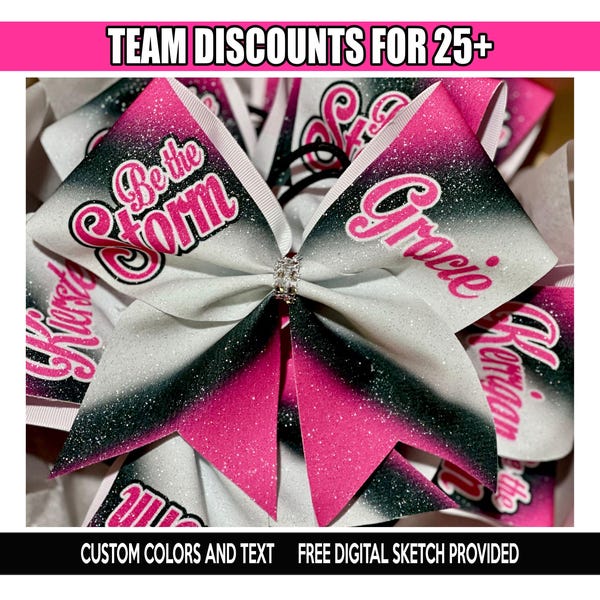 Custom Sublimated Personalized Ombre Cheer Bow - your team colors