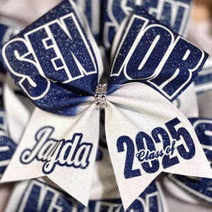 TEAM DISCOUNTS AVAILABLE - Custom Sublimated Senior Cheer Bow - designed with your year & team colors