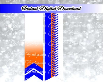 Orange Royal Softball Cheer Bow Sublimation Graphic Digital Download