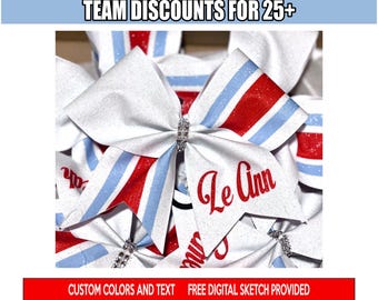 Custom Sublimated Personalized Name Cheer Bow