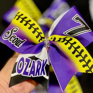 TEAM DISCOUNTS AVAILABLE - Custom Softball Bow Personalized - designed with your team logo, colors and name -