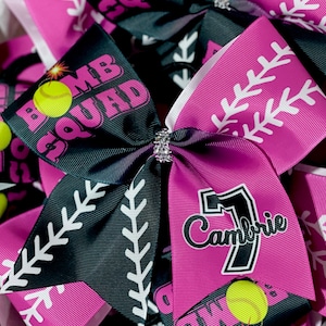 Custom Softball Bow Personalized - TEAM DISCOUNTS AVAILABLE - designed in your team colors -