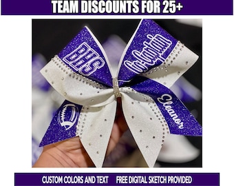 Glitter Rhinestone Personalized Cheer Bow