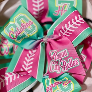 Custom Softball Bow Personalized - you choose custom colors - TEAM DISCOUNTS