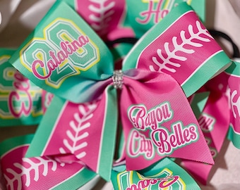 Custom Softball Bow Personalized - you choose custom colors - TEAM DISCOUNTS
