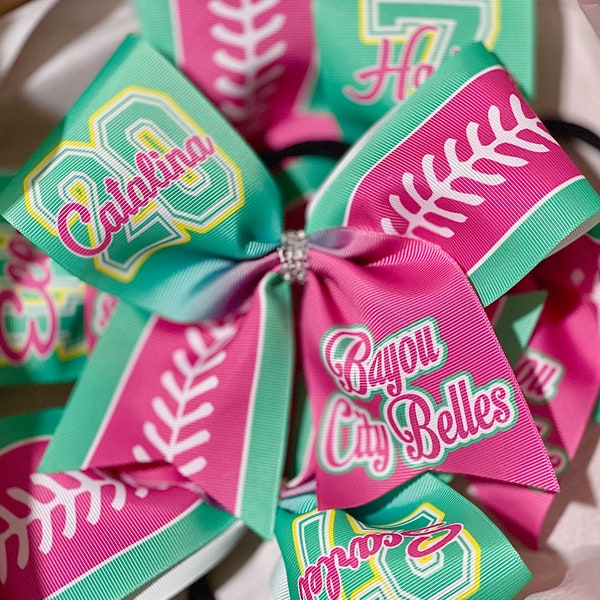 Custom Softball Bow Personalized - you choose custom colors