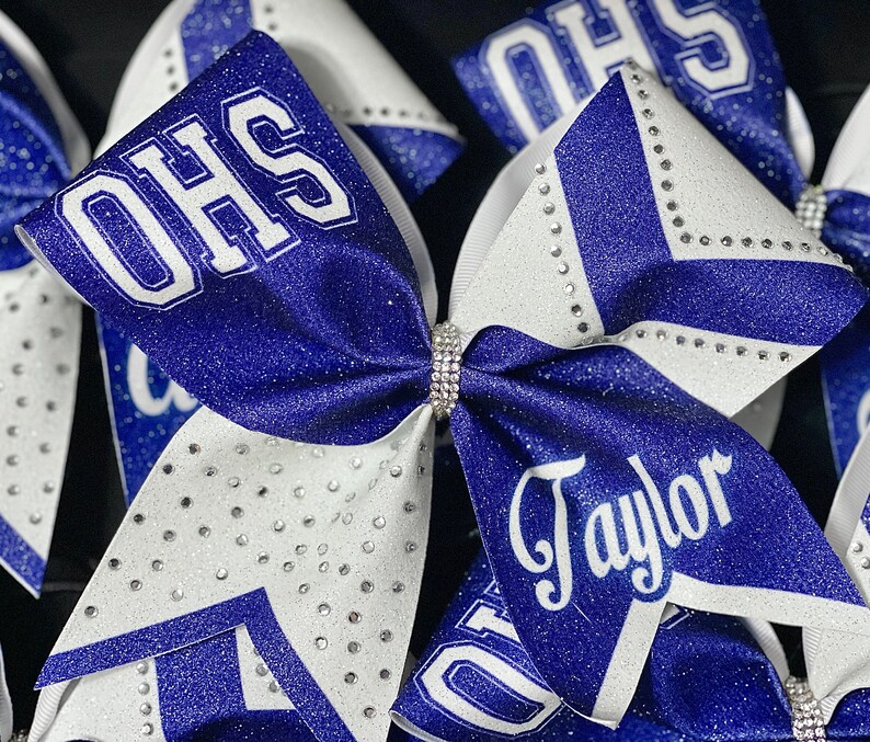 Chevron Glitter Rhinestone Personalized Cheer Bow - Etsy