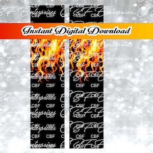 May include: Two black and white digital download images with a repeating pattern of orange flames on a black background. The text "Instant Digital Download" is in white on an orange background.