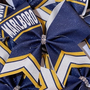 Custom Sublimated Chevron Town Name Cheer Bow - you choose custom colors - team discounts