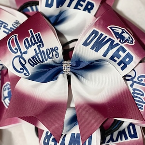 Custom Sublimated Team Name Cheer Bow - designed with your team colors - TEAM DISCOUNTS AVAILABLE