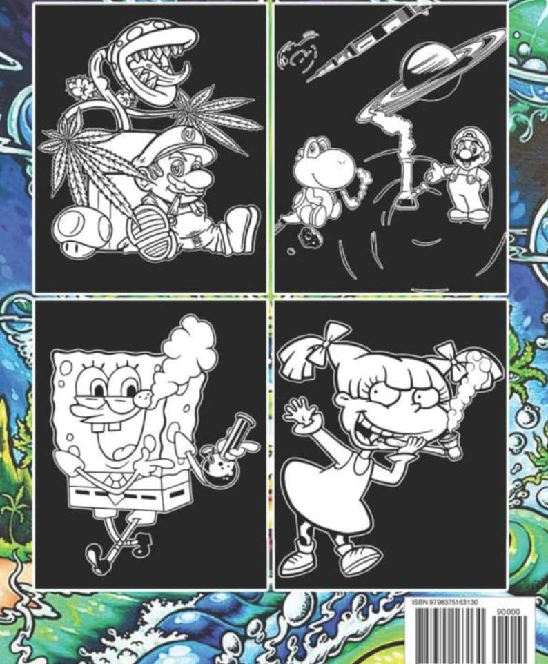 90s Cartoon Stoner Coloring Book: Funny Weed Coloring Book for - Etsy