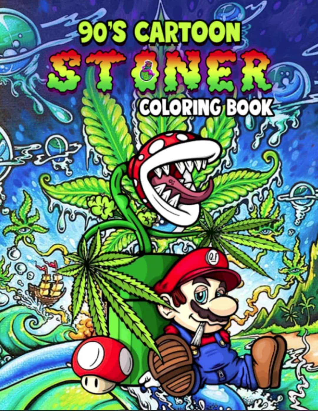 90s Cartoon Stoner Coloring Book: Funny Weed Coloring Book for - Etsy