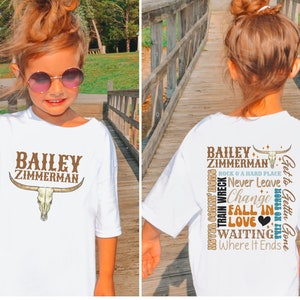 Youth Bailey Country Music Tshirt, Religiously Tour Kids shirt, Boys Zimmerman shirt, girls Country Music Shirt, Religiously Tshirt Youth