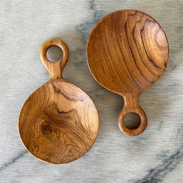 Handcrafted Teak Mini Plates - set of 2