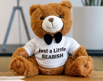 Bear Investor gift Stock market Teddy Bear With Shirt Stock market gift Funny Teddy bear Trader gift Bearish investing gift stocks