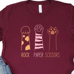 Rock Paper Scissors Shirt, Funny Cat Paw Shirt, Unisex Crewneck Shirt for Cat Lover, Cat Owner Shirt, Cat Paws Shirt, N650