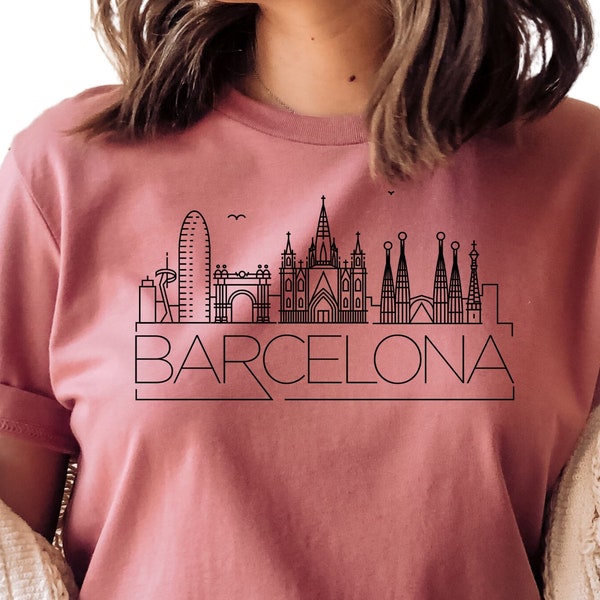 Barcelona Spain Shirt, Barcelona Skyline, Trendy Shirt, Spain Travel, Travel Shirt, Tourist Souvenir, Europe Gift, Vacation Shirt, N218