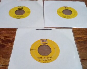 The Beatles, 45 Record, Twist and Shout/There's a Place, 3 Versions of Tollie Record, All 1964, All Very Good to Ex Cond, Check Description