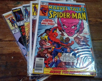 Marvel Tales Starring Spiderman Comic Bundle of 5, #115 May 1980, #204 Oct 1987, #207 Jan 1988, #217 Nov 1988, #242 Oct 1990 All VF Cond