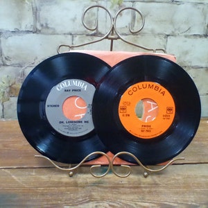 Vintage 45 Ray Price Bundle of Two, Oh Lonesome Me/She&#39;s Gotta be a Saint, I&#39;m Walkin&#39; Slow/Pride, 1972 Both in Excellent Condition