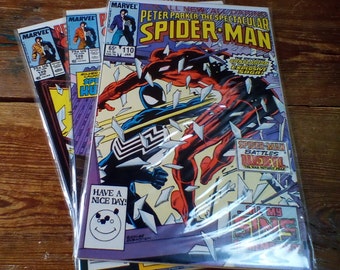 Peter Parker, The Spectacular Spiderman, 3er Set, #110 Jan 1986 VF Cond, #128 Juli 1987 F Cond, #129 Aug 1987 F Cond