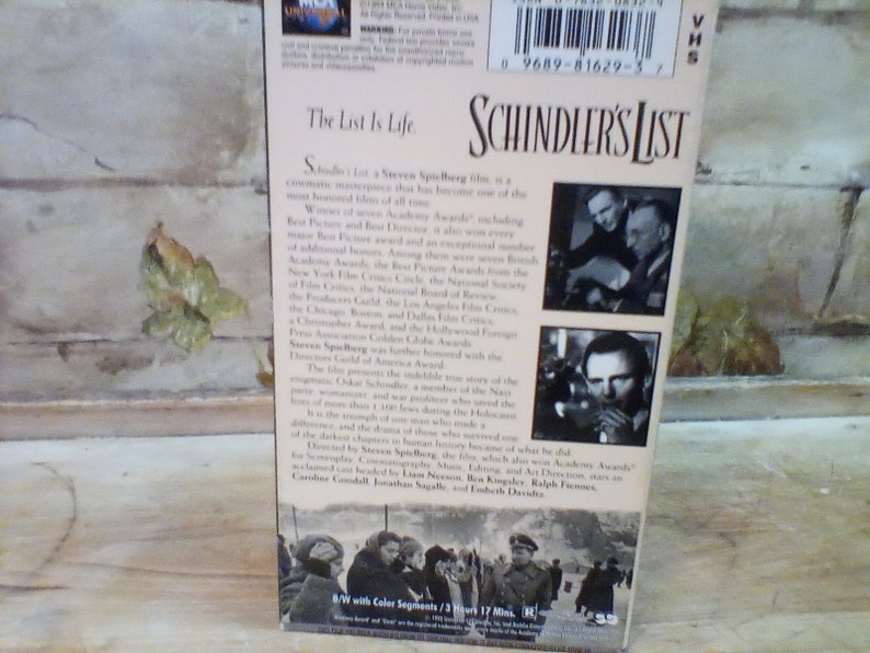 Schindler's List Vintage VHS Set, 1993 Academy Award Winner Best