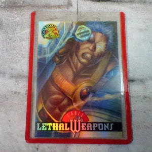 Cable Lethal Weapon Marvel Trading Card Fleer Ultra X Men, 1995, Lápis por Andy Kubert, CGI por Jung #3 de 9 Quase perfeito estado