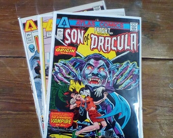 Vintage Bronze Age Comic Bundle, Atlas Comics All #1, Fright Featuring Son of Dracula, VF Cond