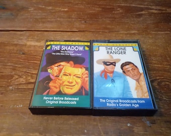 Paquete de 2 casetes de clásicos de radio, La Sombra y El Llanero Solitario, ambos de los años 90, en excelente estado.