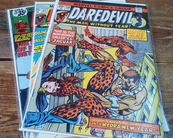 Daredevil âge du bronze, lot de 3, n° 120 avril 1975, n° 121 mai 1975, n° 156 janvier 1979, tous TB conditionnés