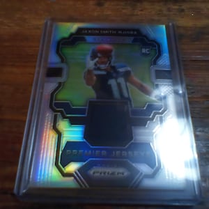 jaxon smith njigba rookie premier jerseys football card #pj-js prizm 2023 panini prizm relic card raw quase novo estado