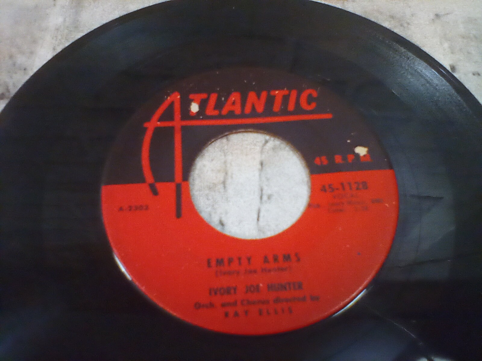 Ivory Joe Hunter 45 Record, Empty Arms/Love's a Hurting Game #1128 Atlantic Records 1957 Very Good-Excellent Cond w/Ray Ellis Orchestra