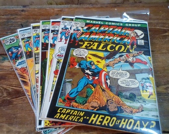 Captain America and the Falcon Comics Bronze Age Bundle mit 7 Stück, Marvel Comics, Nr. 153, 156, 157, 161, 173, 184 und 199