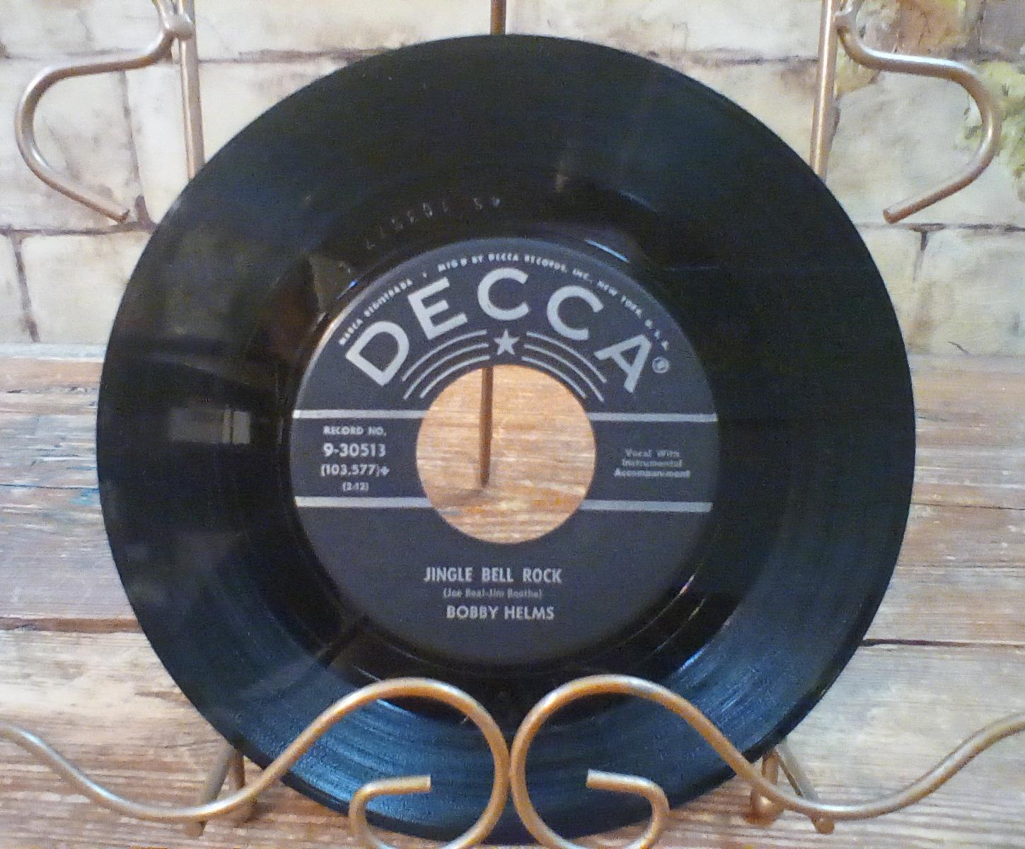 Bobby Helms 45 Record #30513 Jingle Bell Rock/Captain Santa Claus Decca Records 1957 Excellent Condition