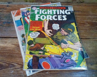 Silver Age War Comics, DC et Charlton, Joe Kubert, Our Fighting Forces, n° 90 et n° 105, War and Attack Volume 2 n° 55, tous en bon état