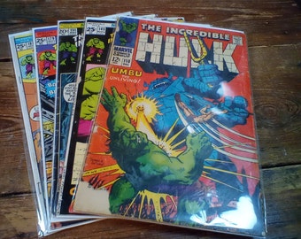 L'Incroyable Hulk, âge d'argent et de bronze, lot de 5, TB n° 110 cond, n° 145 VG cond, n° 151 VG cond, n° 179 VG cond, #187 TB cond