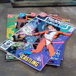 Lotto di 4 fumetti vintage Copper Age, Spanner's Galaxy, n. 1, 2, 3 e 6 di una serie in sei parti, DC Comics. Condizioni da ottime a molto buone. Anni '80