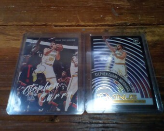 Stephen curry bundle of 2 basketball cards 2019-20 luminance chronicles #151 and 2020-21 donruss optic t-minus #1 both raw near mint