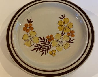 Newcor Steingut Vintage Blumensalatteller 1970er Jahre Zweierset