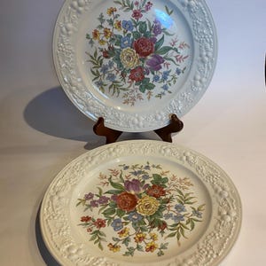 Homer Laughlin 9&quot; Piatti a tema guscio d&#39;uovo Spray floreale Made in USA H40N5