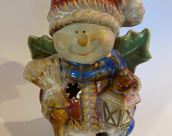 ボレスワヴィエツクリスマスポーランド陶器、スノーマンキャンドル