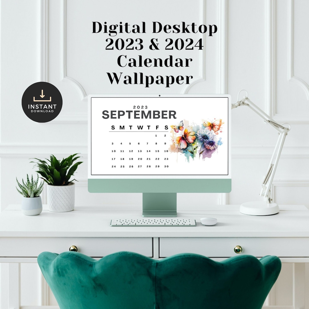 Desktop Calendar Wallpaper, Instant Download, Minimalist Digital ...
