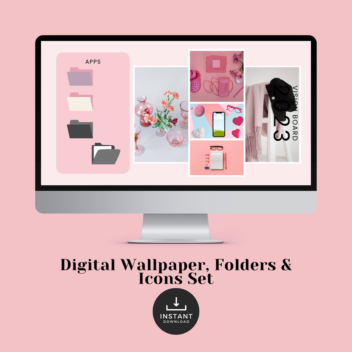 Productivity Desktop Calendar Wallpaper, Instant Download, Minimalist