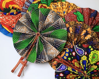 Ankara/Bogolan- African Cloth colorful made hand fan for personal use/ home decor