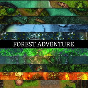 Forest Adventure Map Bundle 2K, 10 Battle Maps (Day and Night), DnD Map, Roll20, Foundry VTT, Fantasy Grounds, D&D Digital Map, Pathfinder