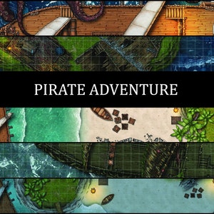 Pirate Adventure Map Bundle 2K, 5 Battle Maps Day and Night, DnD Map, Roll20, Foundry VTT, Fantasy Grounds, D&D Digital Map, Pathfinder