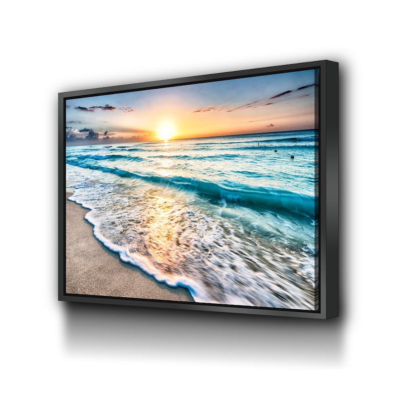 Sunset at the Ocean Canvas Beach Scenery Wall Art, Beach View, Sea ...
